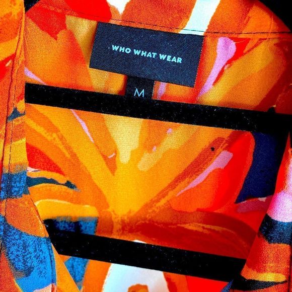 Ultra Lightweight “What to Wear” Orange /Coral/Red/Blue Design Button Down Shirt - Picture 3 of 8